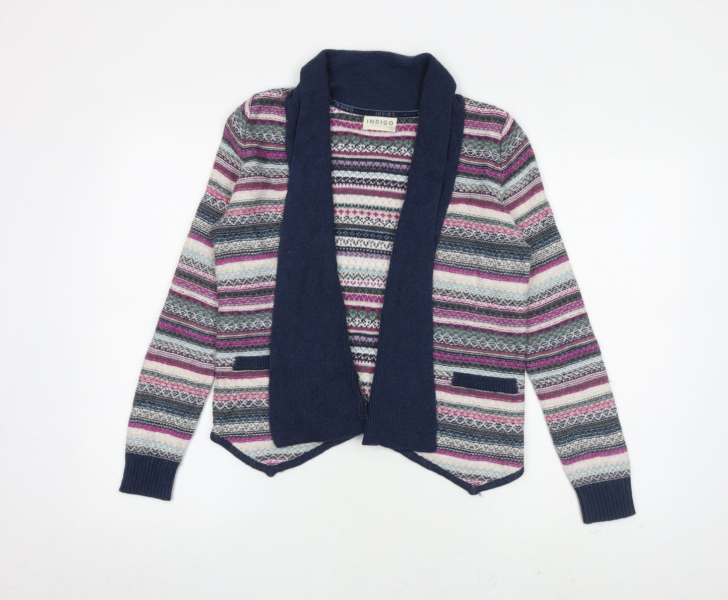 Womens UK Size 10 Indigo Multicoloured Cardigan Jumper