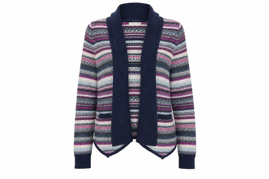 Womens UK Size 10 Indigo Multicoloured Cardigan Jumper