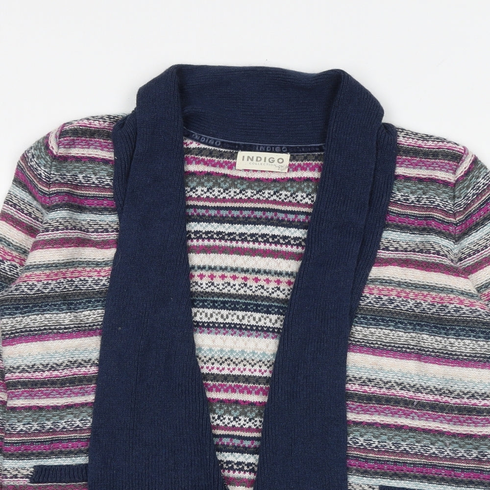 Womens UK Size 10 Indigo Multicoloured Cardigan Jumper