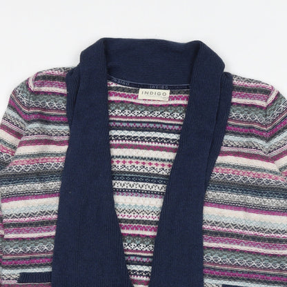 Womens UK Size 10 Indigo Multicoloured Cardigan Jumper