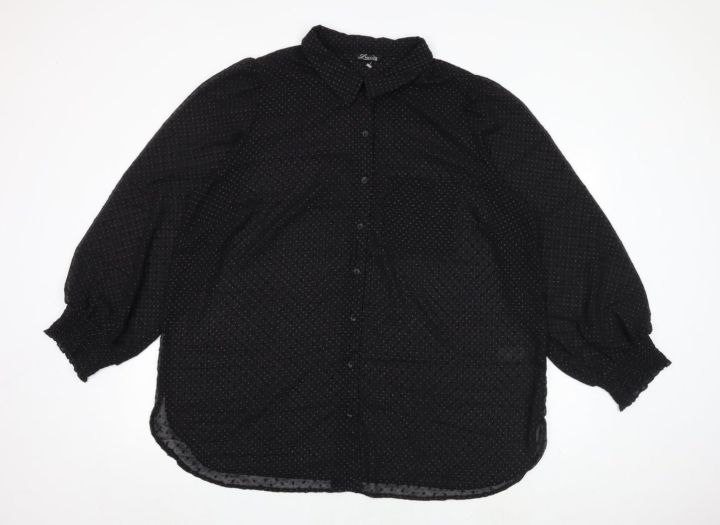 Womens UK Size 24 Love Yours Black Basic Button-Up