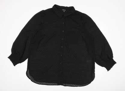 Womens UK Size 24 Love Yours Black Basic Button-Up