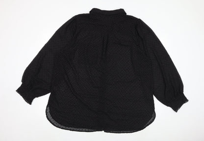 Womens UK Size 24 Love Yours Black Basic Button-Up