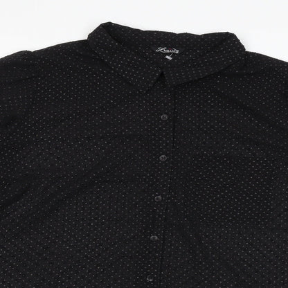 Womens UK Size 24 Love Yours Black Basic Button-Up
