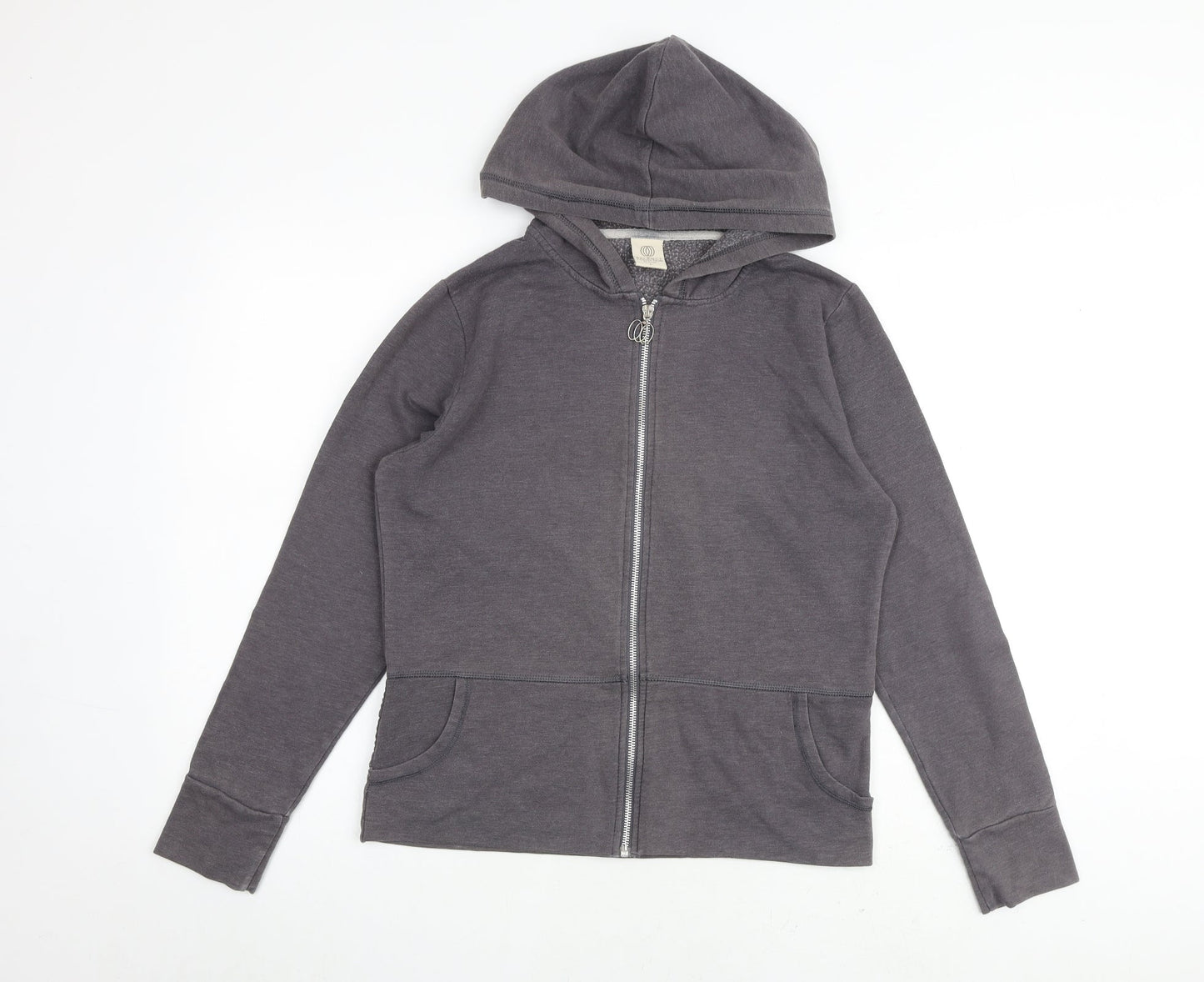 Marika Womens Grey Cotton Full Zip Hoodie Size L Zip