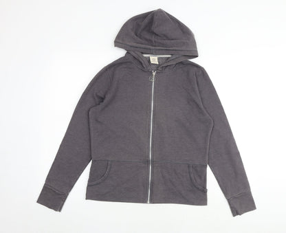 Marika Womens Grey Cotton Full Zip Hoodie Size L Zip