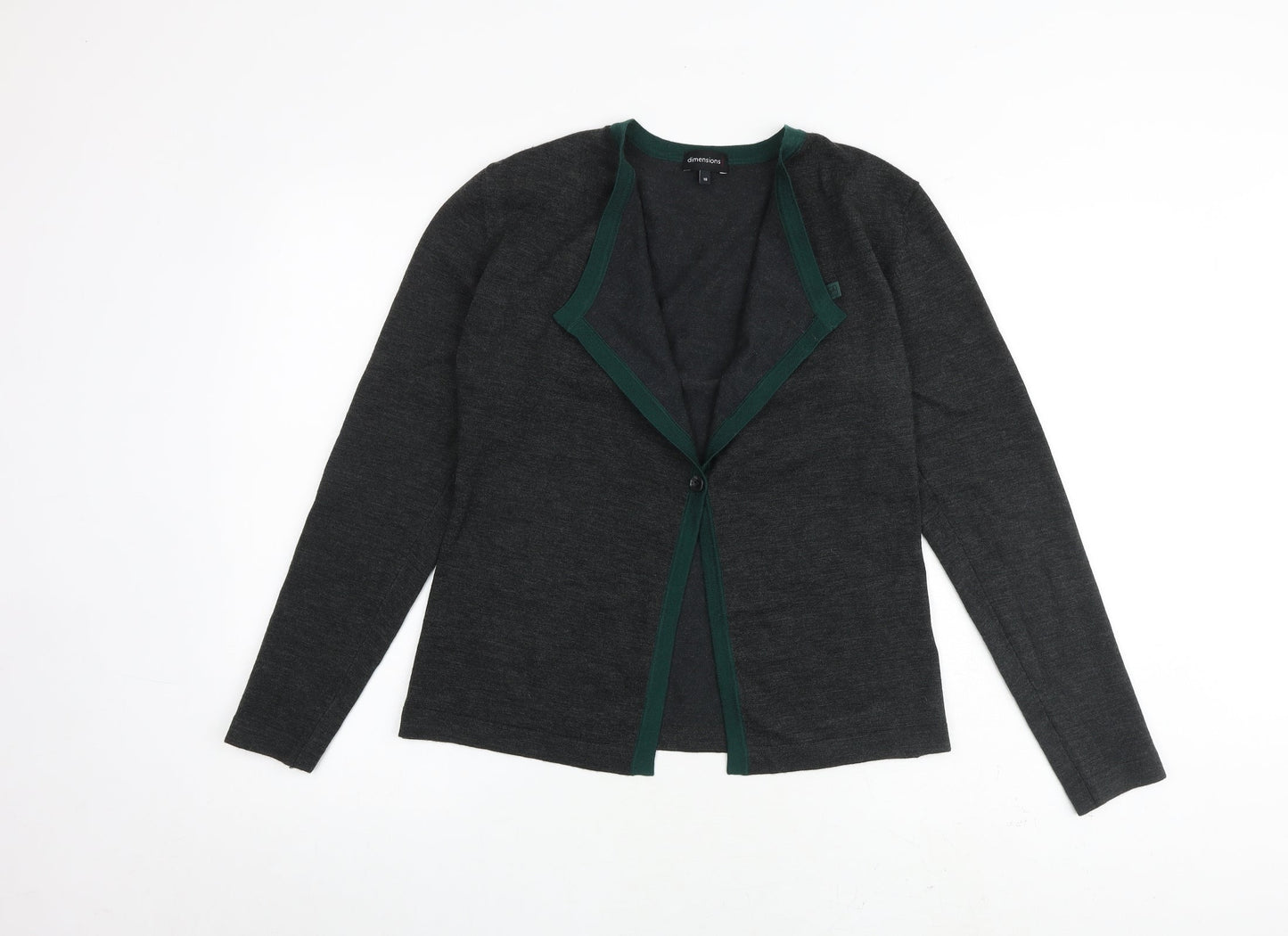 Dimensions Womens Grey V-Neck Acrylic Cardigan Jumper Size 10