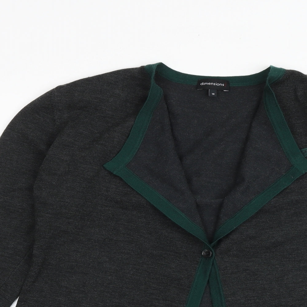 Dimensions Womens Grey V-Neck Acrylic Cardigan Jumper Size 10