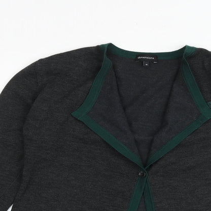 Dimensions Womens Grey V-Neck Acrylic Cardigan Jumper Size 10