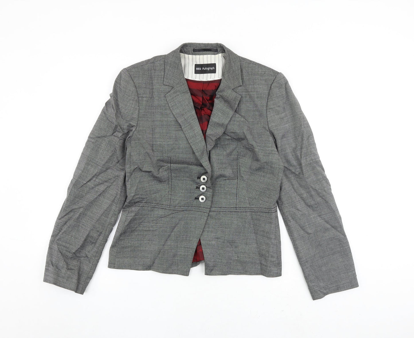 Autograph Womens Grey Jacket Blazer Size 10 Button