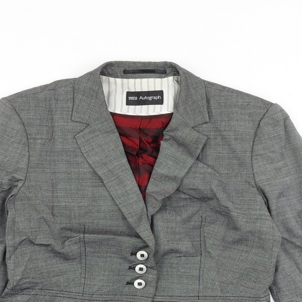 Autograph Womens Grey Jacket Blazer Size 10 Button