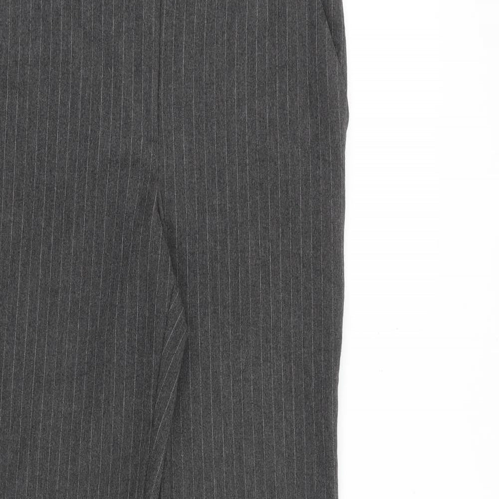 Mango Womens Grey Striped Polyester Trousers Size 6 L30 in Regular Zip