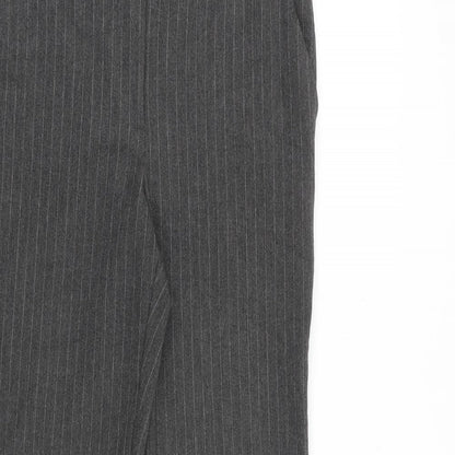 Mango Womens Grey Striped Polyester Trousers Size 6 L30 in Regular Zip