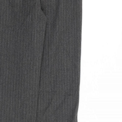 Mango Womens Grey Striped Polyester Trousers Size 6 L30 in Regular Zip