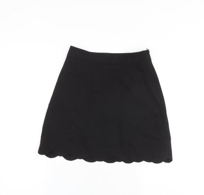 ASOS Womens Black Polyester A-Line Skirt Size 6 Zip