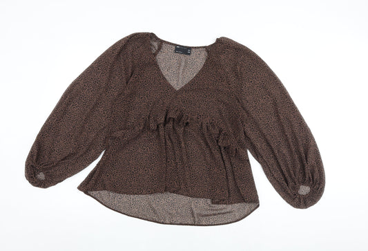 Womens UK Size 10 ASOS Brown Basic Blouse