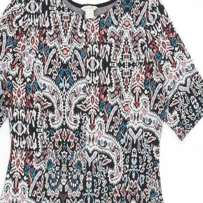 Monsoon Womens Multicoloured Geometric Polyester A-Line Size 14 Round Neck Pullover
