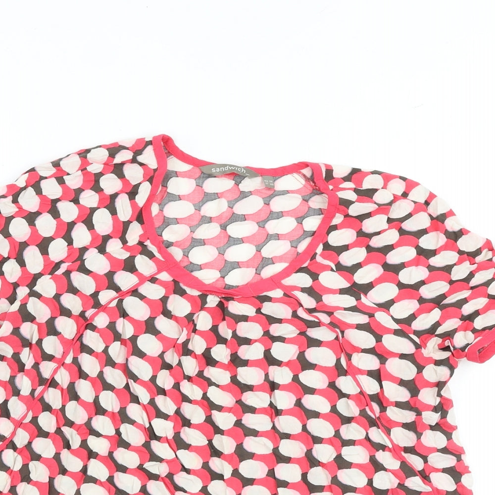 Womens UK Size 8 Sandwich Multicoloured Basic T-Shirt