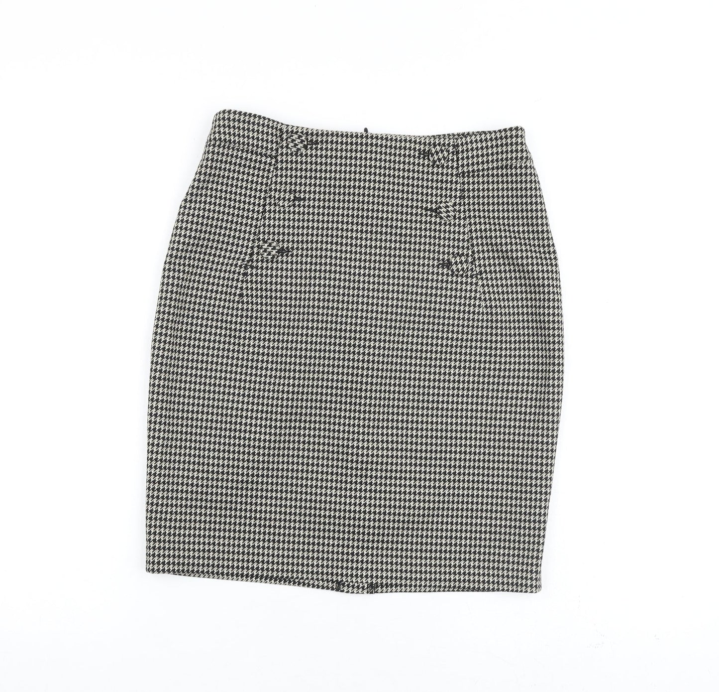 H&M Womens Black Geometric Polyester A-Line Skirt Size 8 Zip