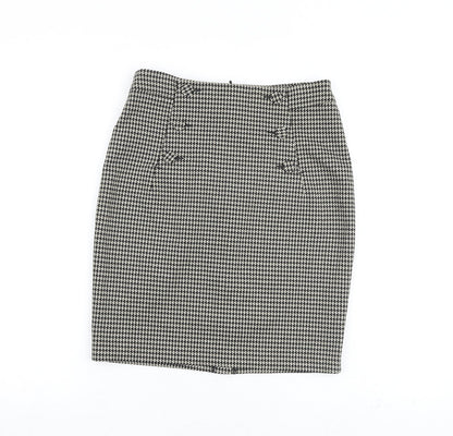 H&M Womens Black Geometric Polyester A-Line Skirt Size 8 Zip