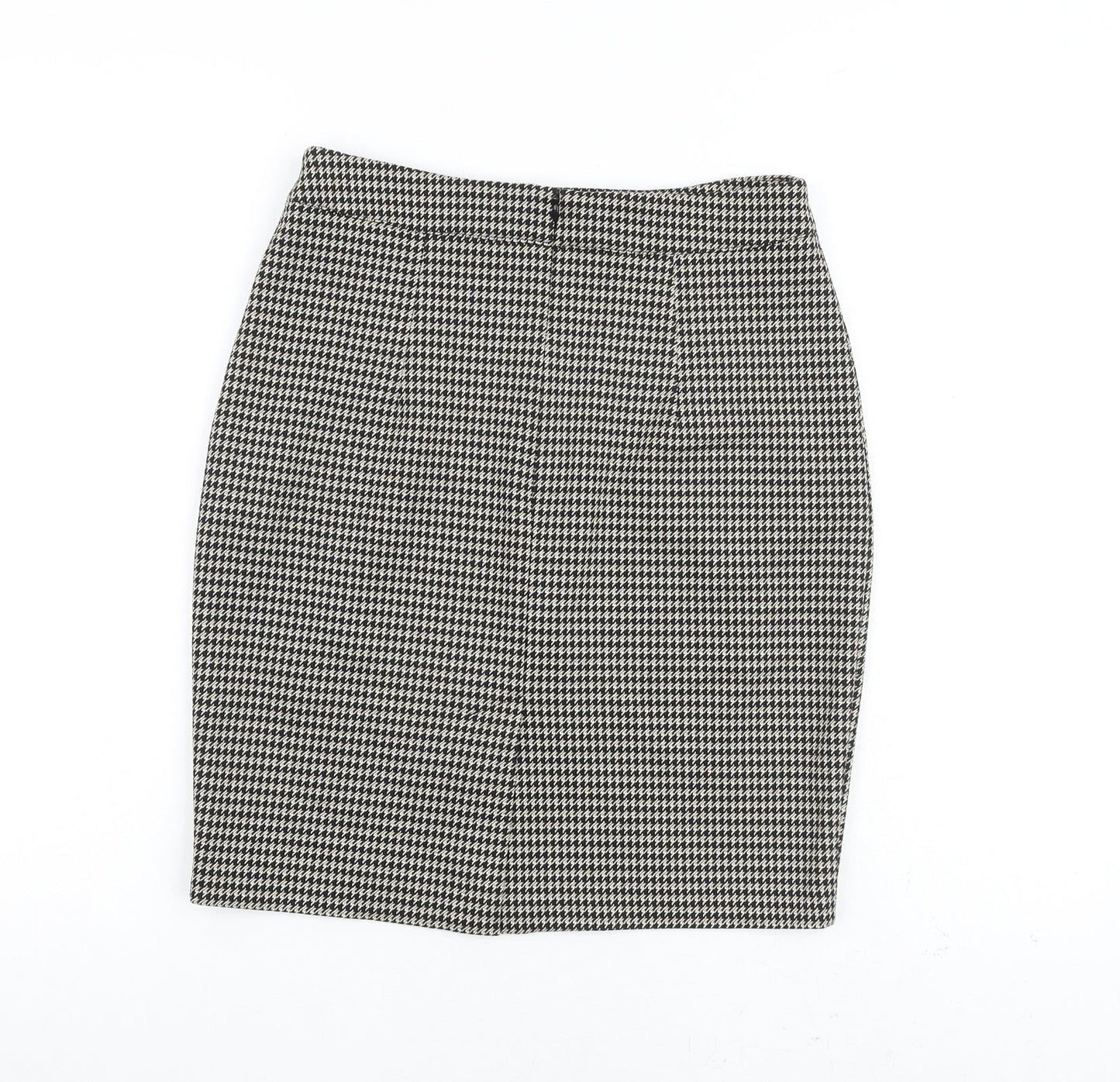 H&M Womens Black Geometric Polyester A-Line Skirt Size 8 Zip