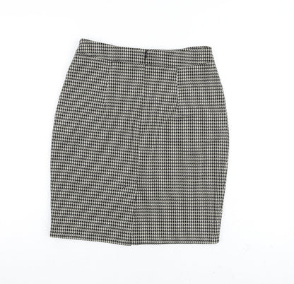H&M Womens Black Geometric Polyester A-Line Skirt Size 8 Zip