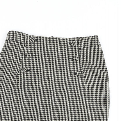 H&M Womens Black Geometric Polyester A-Line Skirt Size 8 Zip