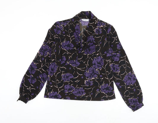 Nightingales Womens Brown Floral Polyester Basic Blouse Size 10 V-Neck