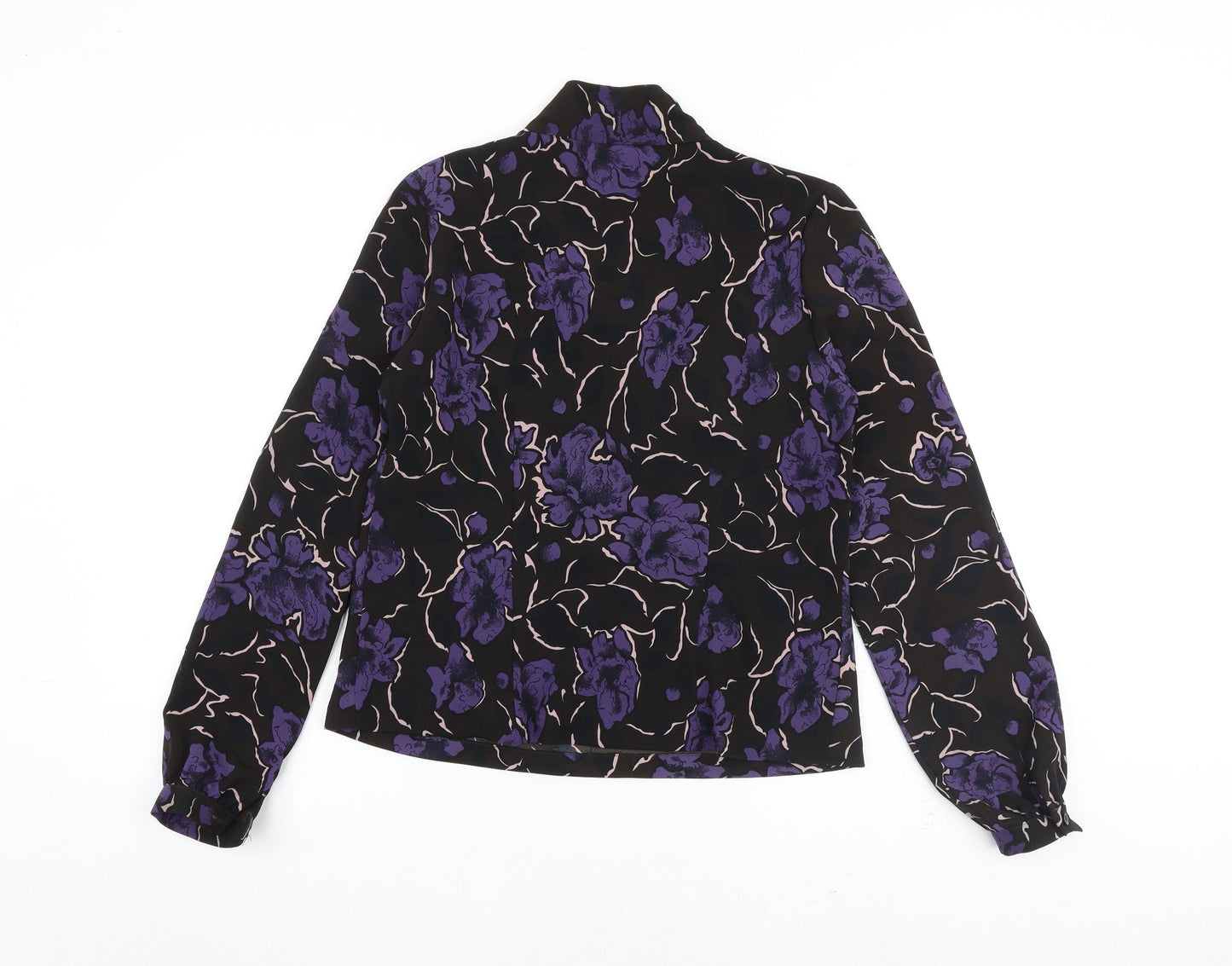 Nightingales Womens Brown Floral Polyester Basic Blouse Size 10 V-Neck