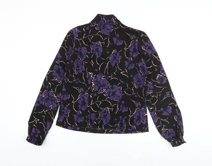 Nightingales Womens Brown Floral Polyester Basic Blouse Size 10 V-Neck