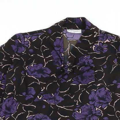 Nightingales Womens Brown Floral Polyester Basic Blouse Size 10 V-Neck