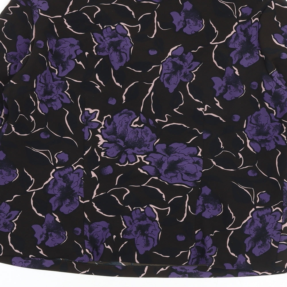 Nightingales Womens Brown Floral Polyester Basic Blouse Size 10 V-Neck