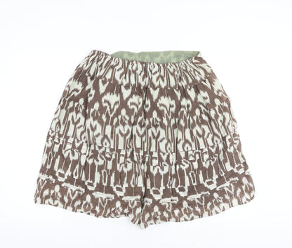 Kush Womens Brown Geometric Cotton A-Line Skirt Size 12 Zip