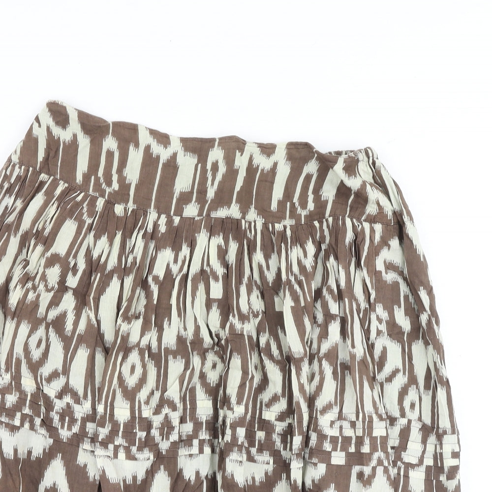 Kush Womens Brown Geometric Cotton A-Line Skirt Size 12 Zip