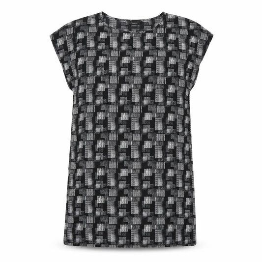 NEXT Womens Black Geometric Polyester A-Line Size 14 Round Neck Pullover