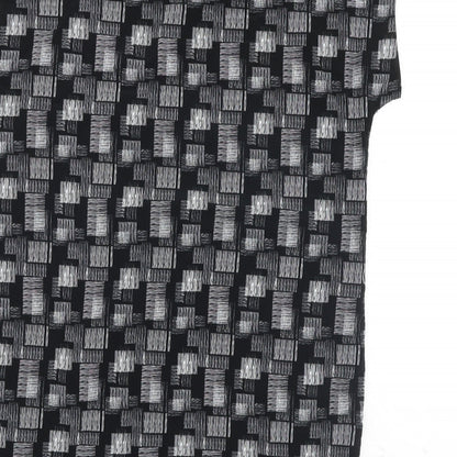 NEXT Womens Black Geometric Polyester A-Line Size 14 Round Neck Pullover