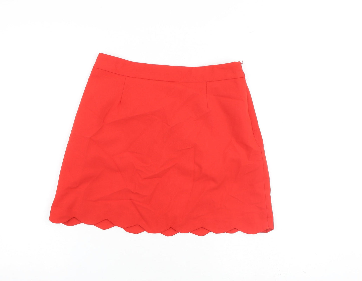 ASOS Womens Red Polyester A-Line Skirt Size 10 Zip