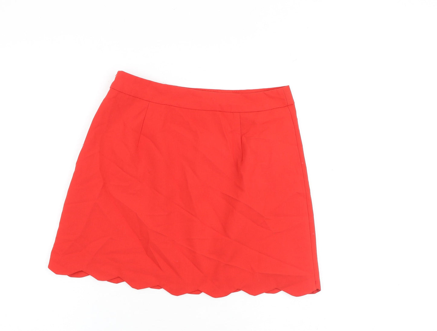 ASOS Womens Red Polyester A-Line Skirt Size 10 Zip