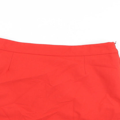 ASOS Womens Red Polyester A-Line Skirt Size 10 Zip