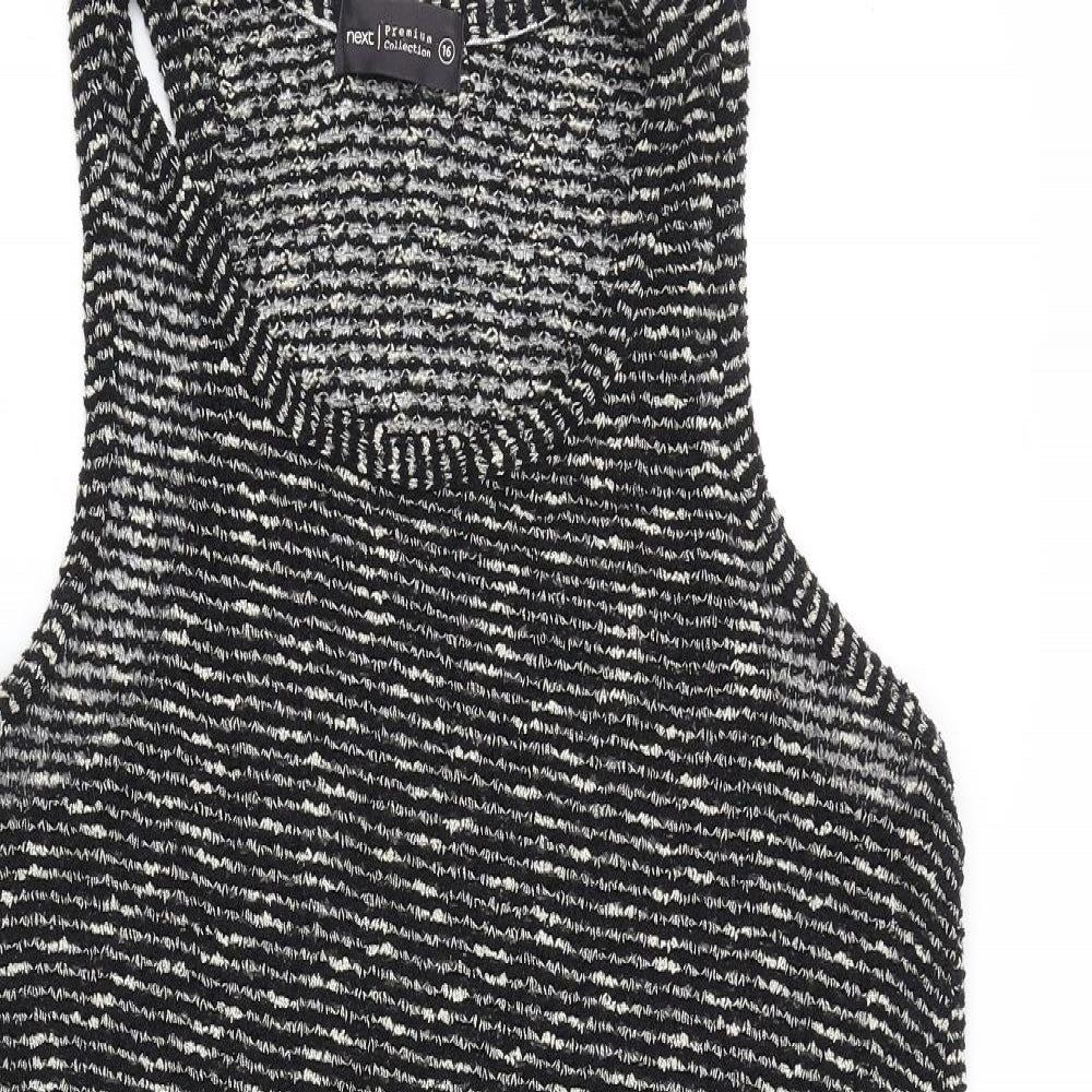 NEXT Womens Black Polyester A-Line Size 16 Round Neck Pullover