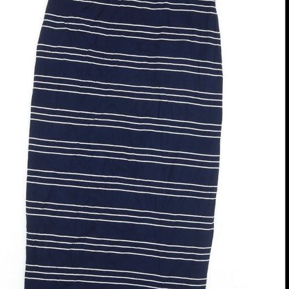 Max Studio Womens Blue Striped Viscose A-Line Size S Off the Shoulder Pullover