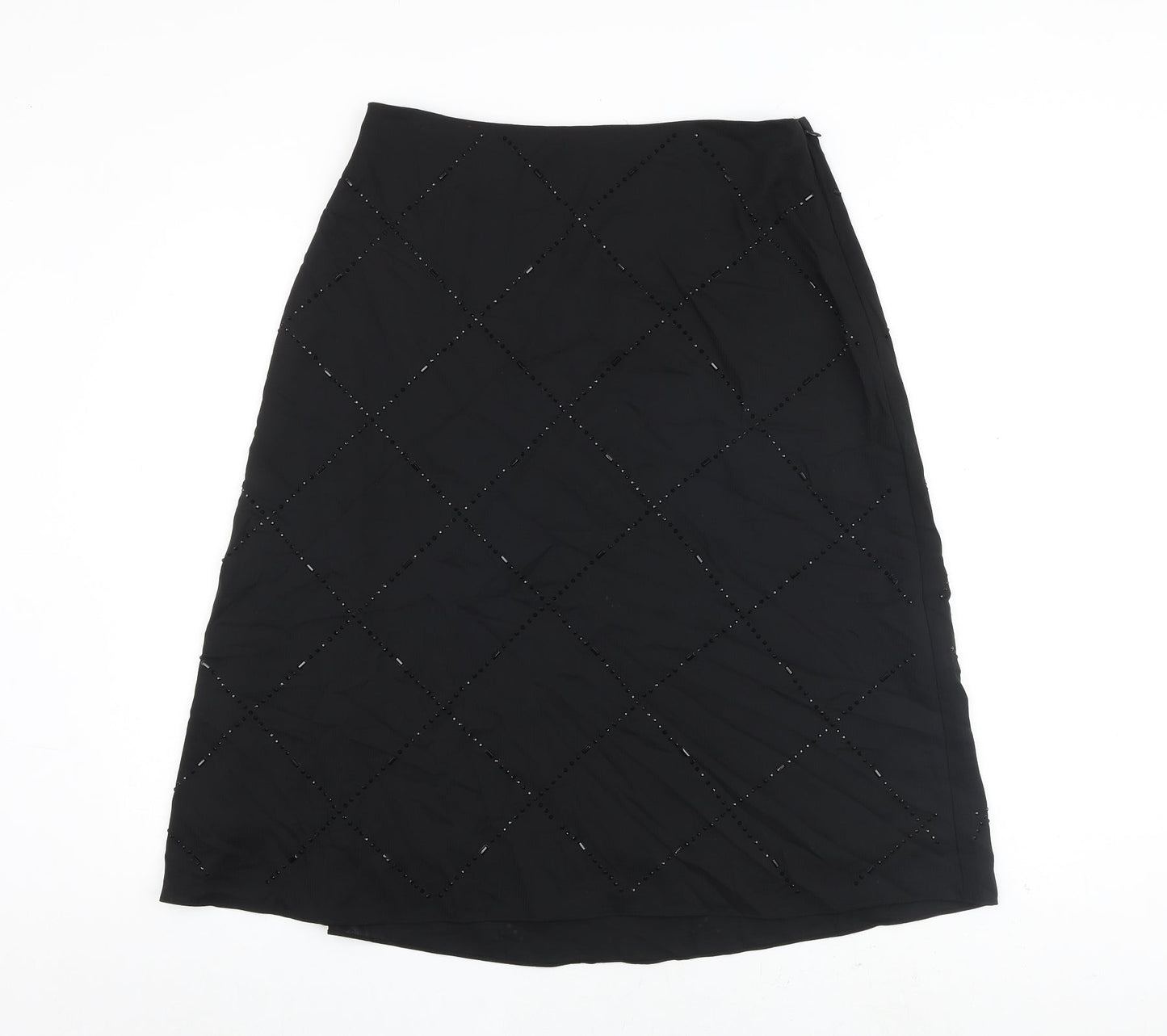 H&M Womens Black Polyester Flare Skirt Size 14 Zip