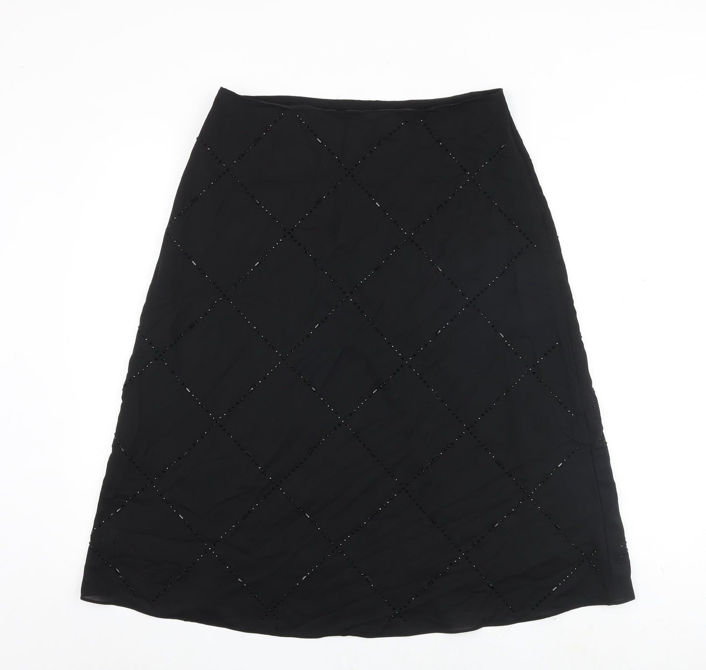 H&M Womens Black Polyester Flare Skirt Size 14 Zip