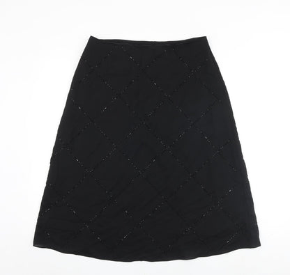 H&M Womens Black Polyester Flare Skirt Size 14 Zip