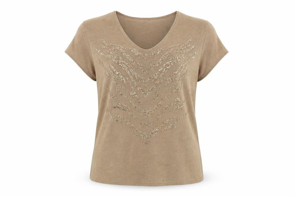 Womens UK Size 12 Classics Brown Basic T-Shirt