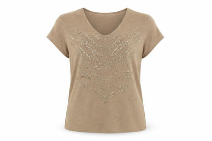 Womens UK Size 12 Classics Brown Basic T-Shirt