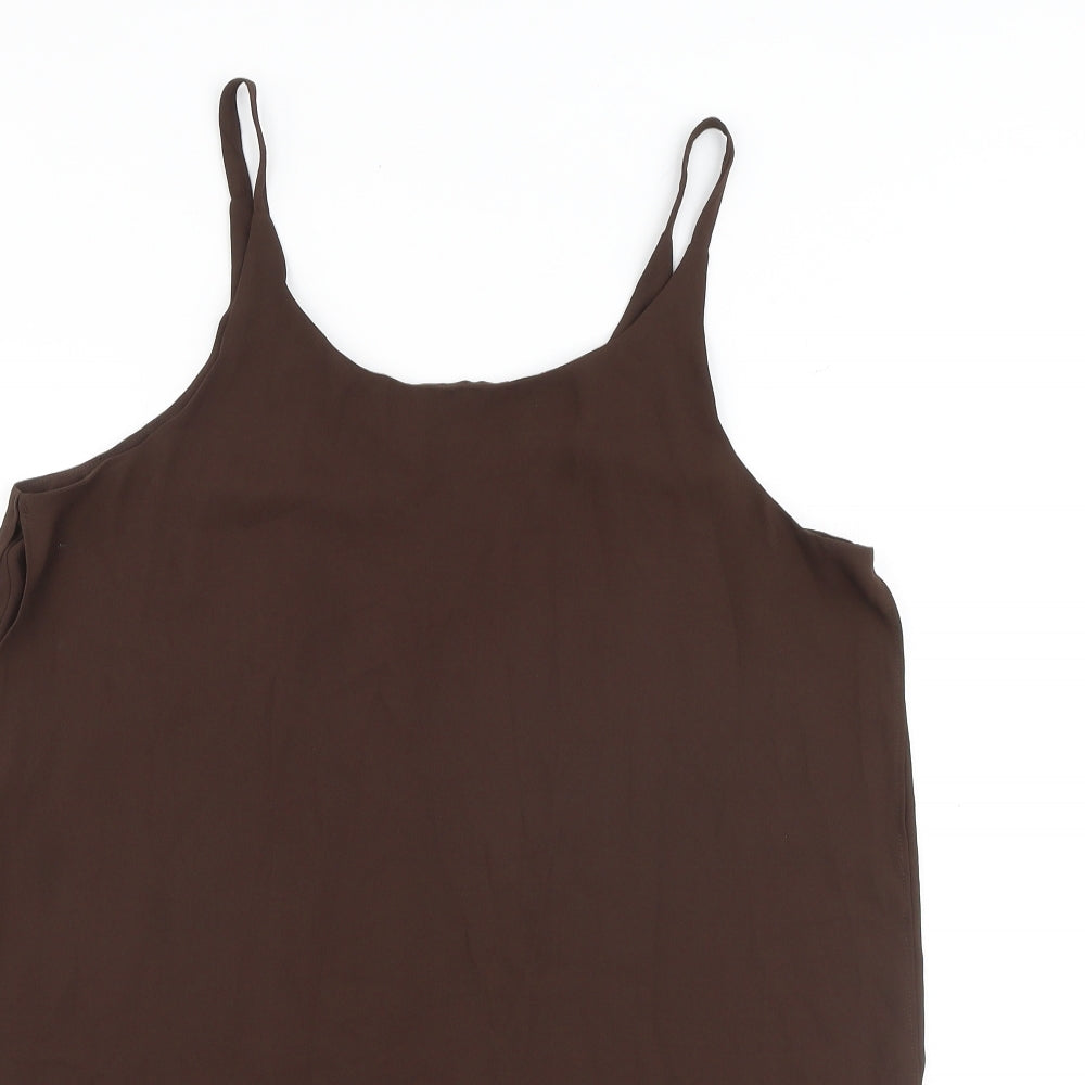 Womens UK Size 14 Dorothy Perkins Brown Basic Tank