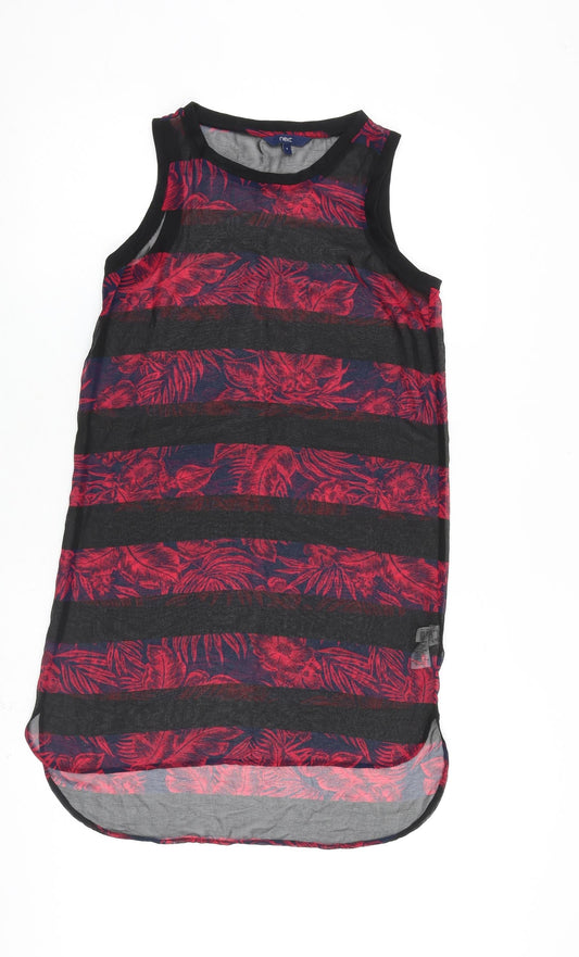 NEXT Womens Black Floral Polyester A-Line Size 6 Round Neck Pullover