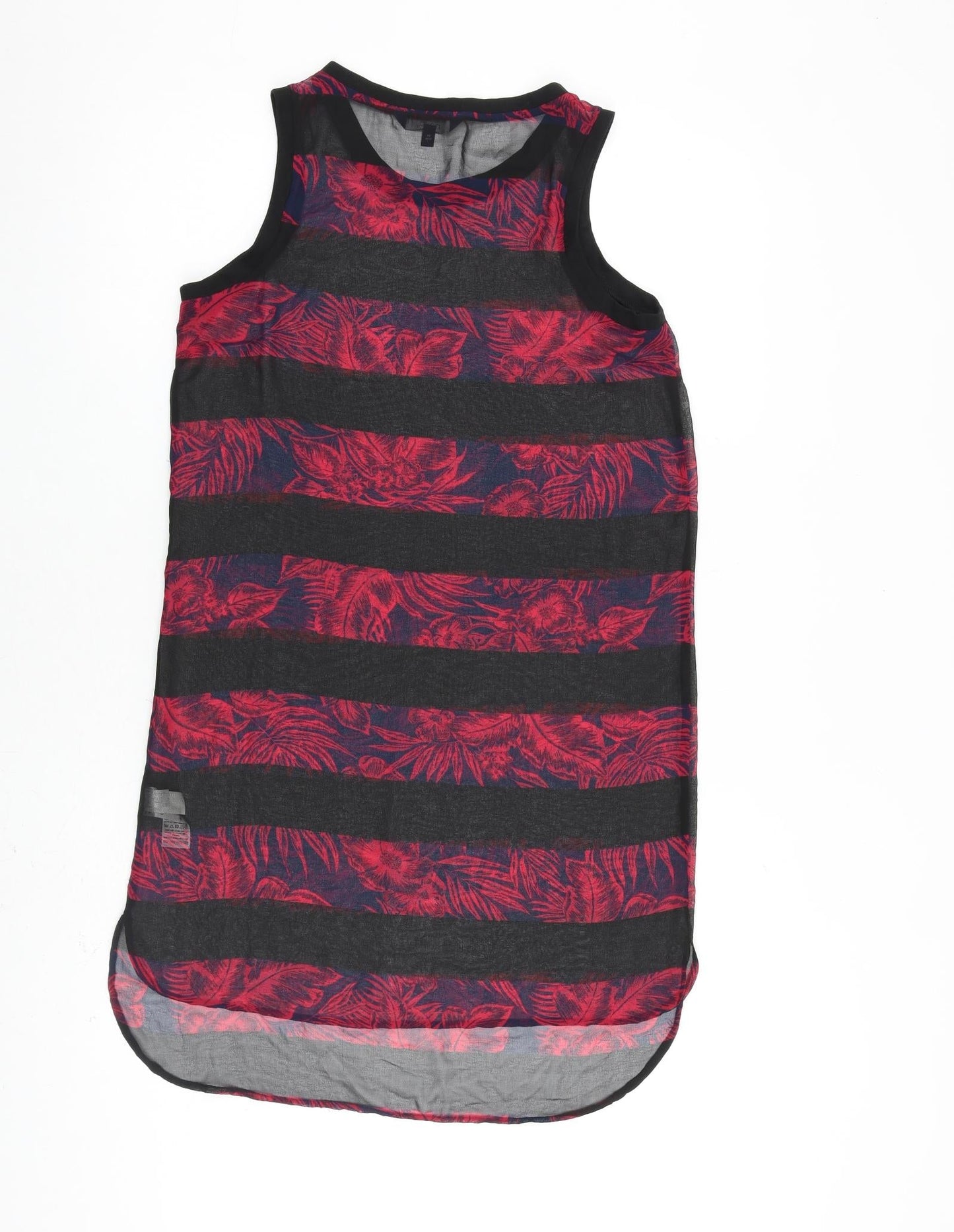 NEXT Womens Black Floral Polyester A-Line Size 6 Round Neck Pullover