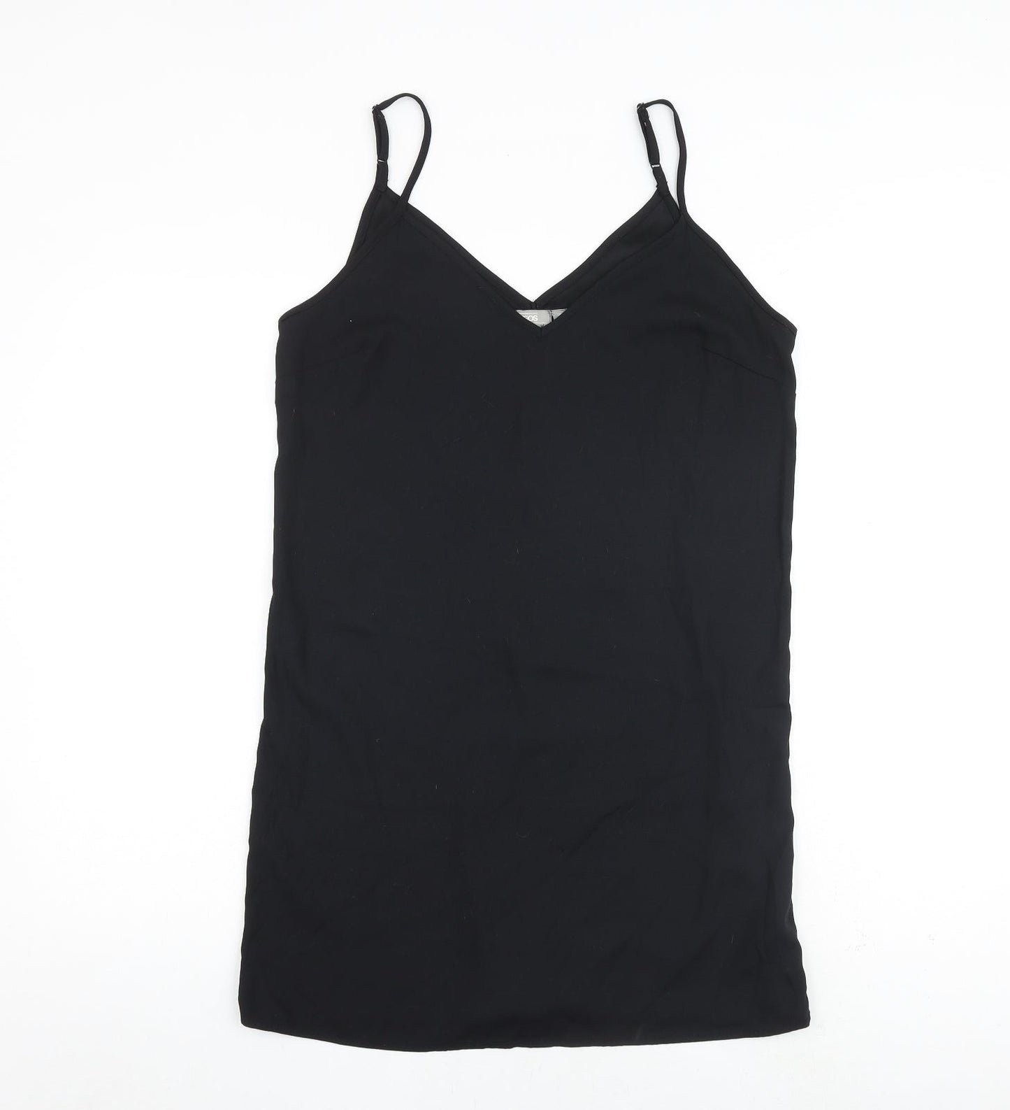 ASOS Womens Black Polyester Tank Dress Size 10 Scoop Neck Pullover